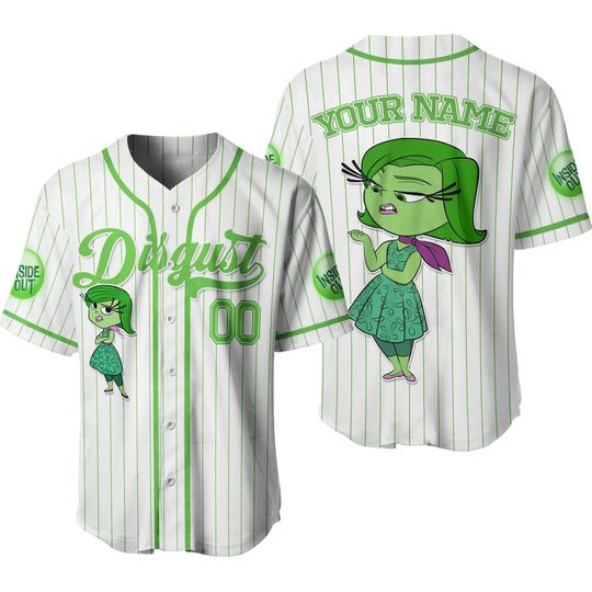 Custom Disney Inside Out Disgust Simple Baseball Jersey, Disney Baseball Jersey