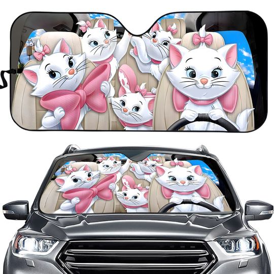 Marie Cat Sunshade, Marie Cat Car Sun Shade, Marie Cat Auto Sunshade, The Aristocats Sun Shade, Cartoon Movie Sunshade, Cat Sun Visor C