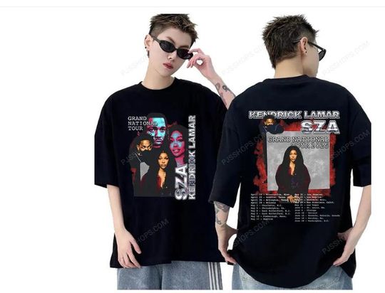 Rapper Kendrick Lamar-Sza Grand National Tour 2025 New Album T Shirts Men's Women Hip Hop Clothing Cotton Short Sleeve T-shirt