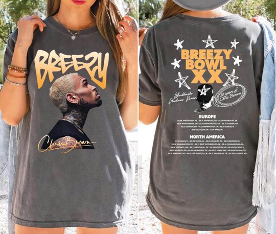 Vintage Chris Brown Breezy Bowl XX Tour 2 Sided Shirt, Breezy Tour 2025 Shirt, Chris Brown Shirt, Chris Brown Merch, Chris Brown Concert