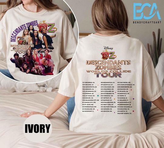Descendants Zombies World Tour Double Sided T-Shirt for Girls, Disney Zombies Skye Shirt, Epcot Summer Music Festival Outfit