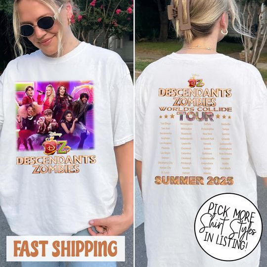 Descendants Zombies World Tour Double Sided T-Shirt for Girls, Epcot Summer Music Festival Outfit