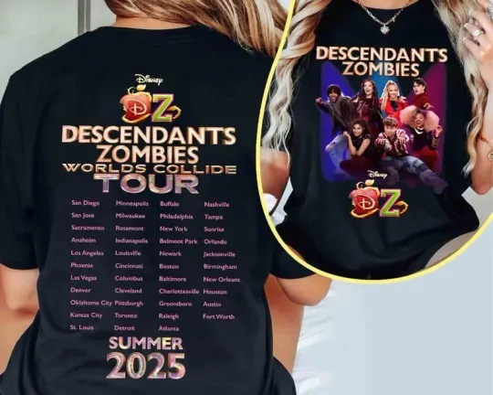 Descendants Zombies World Tour Double Sided T-Shirt - The Rise Of Red Characters