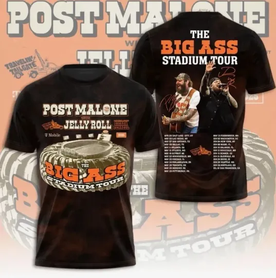 Post Malone Tour Music Big Ass Stadium Tour 2025 All size 3D T-Shirt