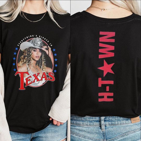 Beyonce Houston Inspired Double Sided T-Shirt | Cowboy Carter Tour Tee | Western Graphic Shirt for Music Fans