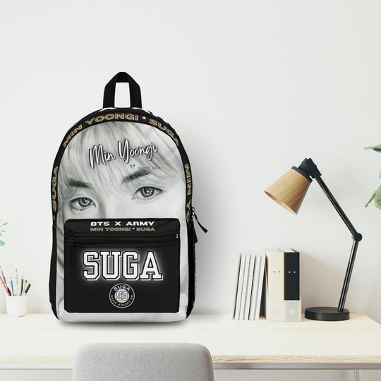 BTS Suga Black Backpack, Kpop Fan Gift, Knapsack for Army, Min Yoongi Bag, BTS Merchandise, Kpop Concert Accessories