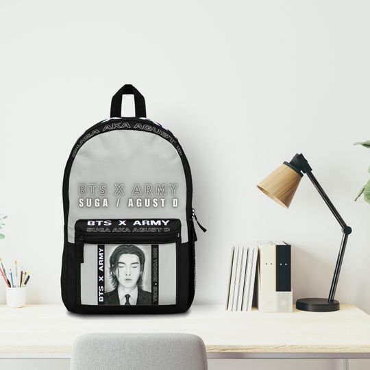 Backpack Knapsack BTS X army SUGA AKA Agust D Min Yoongi D-Day bookbag school bag gift print of original charcoal pencil fanart