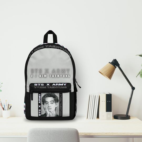 Backpack Knapsack BTS X army V Kim Taehyung bookbag school bag gift print of original charcoal pencil fanart