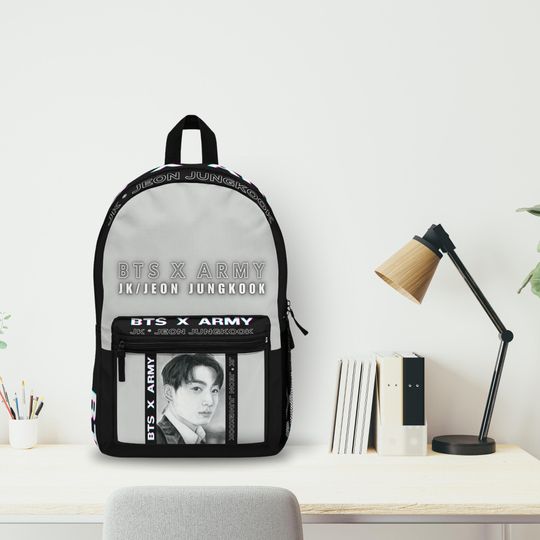 Backpack Knapsack BTS X army Jeon Jungkook JK bookbag school bag gift print of original charcoal pencil fanart