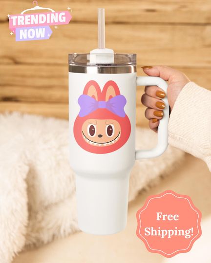 Labubu Tumblers 40 oz With Handle, Monster Character Tumber, Gift For Kids, Back To School Gift Idea