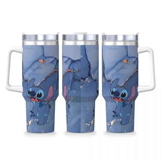 Kawaii Stitch And Angel Tumblers 40 oz With Handle,  Gift For Kids, Back To School Gift Idea