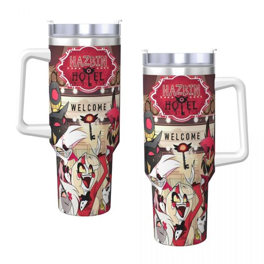 VOX Hazbin Hotel Tumblers 40 oz With Handle,  Gift For Kids, Back To School Gift Idea