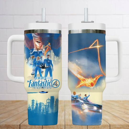 The Fantastic Four First Steps 40oz Tumbler, Human Torch Insulated Tumbler, Marvel Comic Drinkware Tumbler, Gift For Him