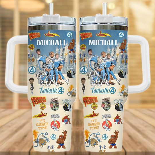 Personalized The Fantastic Four Tumbler 40oz, Marvel Comic Insulated Tumbler, Reed Richards Water Tumbler, Superhero Cup For Fans