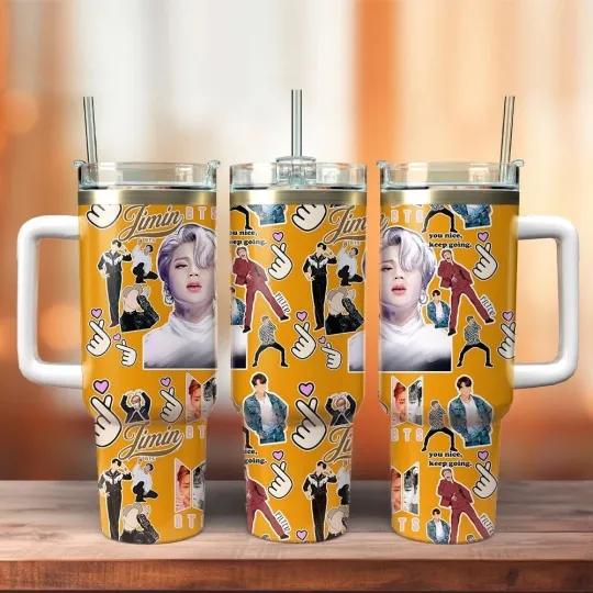 Jimin BTS Tumbler 40oz With Handle  Kpop Gift for Army Fans  Custom Music Cup