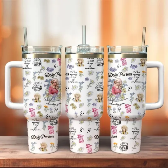 Dolly Parton Tumbler 40oz With Handle  Country Music Gift for Fan