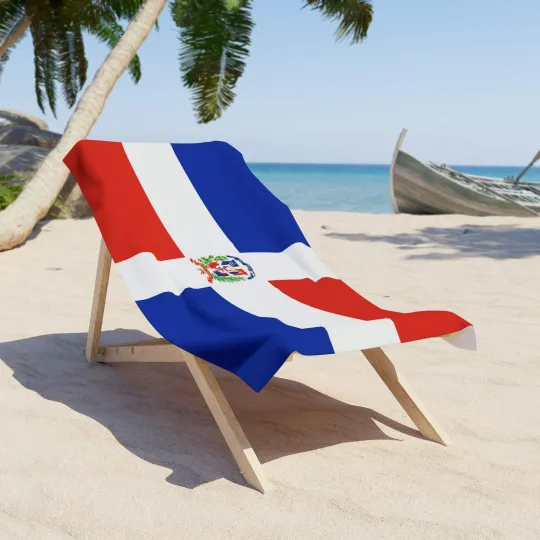 Dominican Republic Flag Beach Towel | Quality Long Lasting - 2 Sizes | Dominican