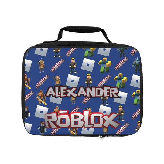 Roblox lunch bag with name - personalized lunch box for children with all-over design, ideal for school & trips, gift idea for fans