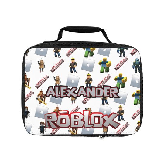 Roblox lunch bag with name - personalized lunch box for children with all-over design, ideal for school & trips, gift idea for fans