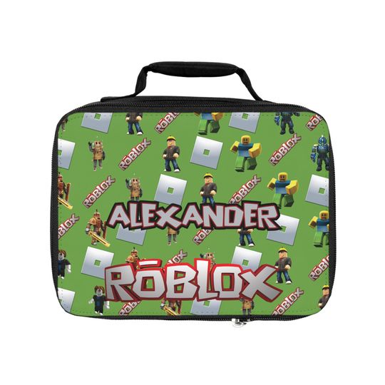 Roblox lunch bag with name - personalized lunch box for children with all-over design, ideal for school & trips, gift idea for fans