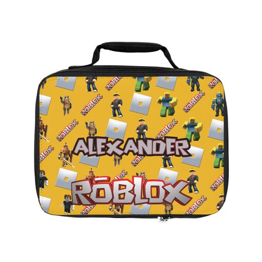 Roblox lunch bag with name - personalized lunch box for children with all-over design, ideal for school & trips, gift idea for fans