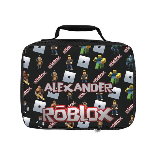 Roblox lunch bag with name - personalized lunch box for children with all-over design, ideal for school & trips, gift idea for fans