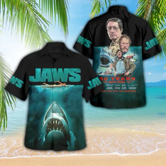 Jaws 50th Anniversary 1975-2025 Signature Hawaiian Shirt