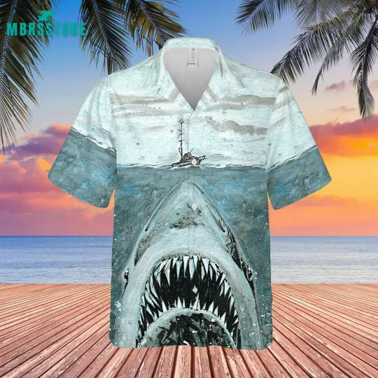 Oce Shark Jaws 3D Hawaiian Shirt