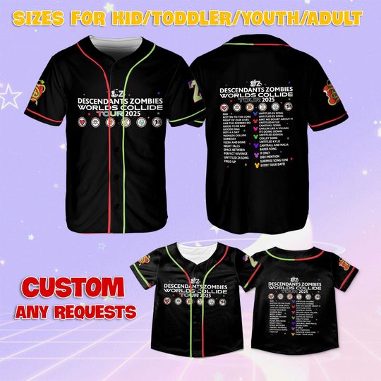 Descendants Zombies Worlds Collide Tour Jersey, Descendents Tour 2025 Jerey, Descendant Red Jersey, Kylie Cantrall Shirt, North America Tour
