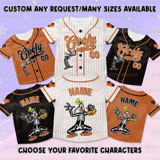 Disney Goofy Skeleton Jersey, Disney Mickey Friends Characters Halloween Jersey, Goofy Spooky Season Shirt, Mickey And Co Skeleton Shirt
