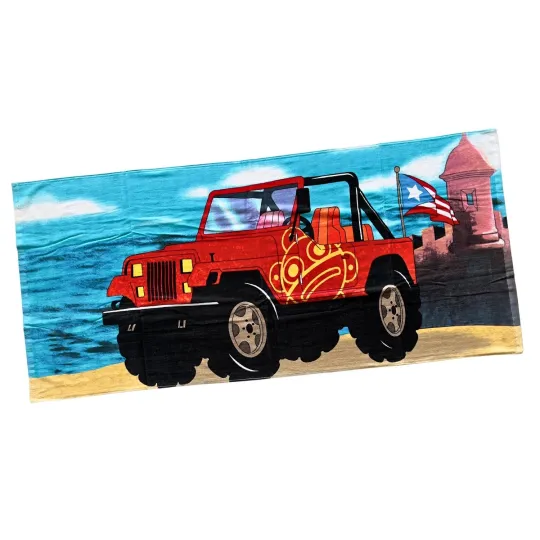 Puerto Rico Beach Towel 30" X 60" Cotton Twill Garita Cemí Flag