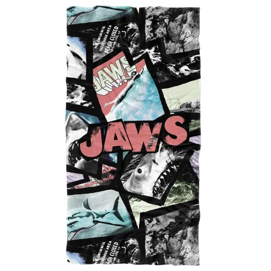 Jaws, 30"x60" Jaws Collage Beach Towel