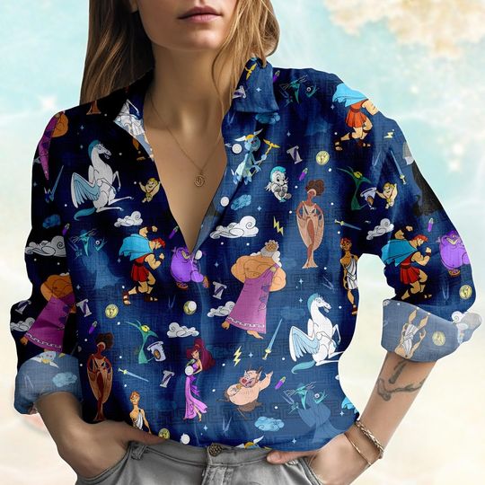 Hercules Disney Blouse Shirt, Funny Cartoon Characters Blouse Shirt, Greek Mythology Women Shirt, Disneyland Summer Shirts For Her