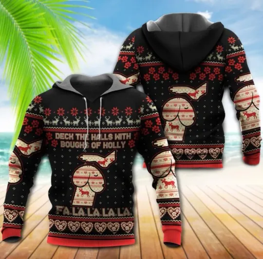 Dog Merry Christmas Fa La La Hoodie For Men and Women