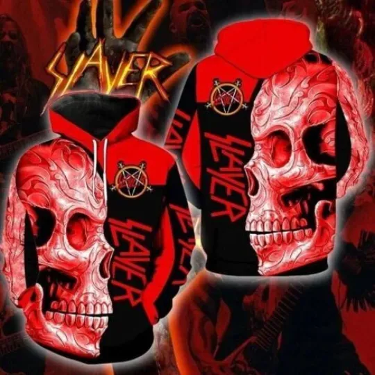 Slayer Band Skull Men Lightweight Polyester Hoodie All Over Prints