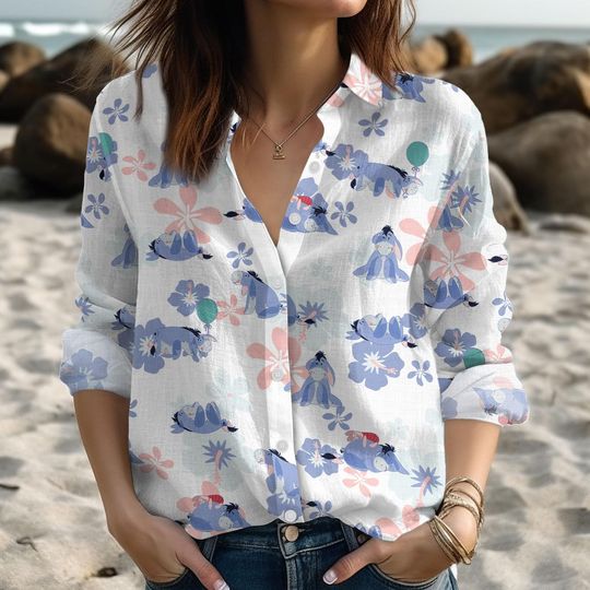Disney Eeyore Blouse Shirt, Winnie The Pooh Shirt Women, Eeyore Summer Longsleeve Shirt For Her, Magic Kingdom Shirt, Disneyland Trip