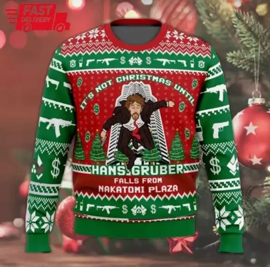 80's Die Hard Hans Gruber Christmas 3D SWEATER HALLOWEEN GIFT CHRISTMAS GIFT
