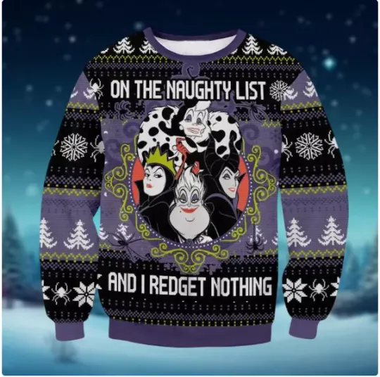 Christmas Disney Villains 3D SWEATER HALLOWEEN GIFT CHRISTMAS GIFT US SIZE
