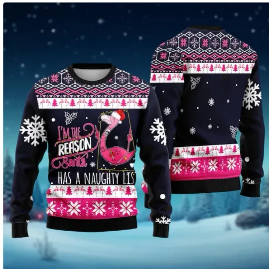 Santa Hat Flamingo  3D SWEATER HALLOWEEN GIFT CHRISTMAS GIFT US SIZE BEST PRICE