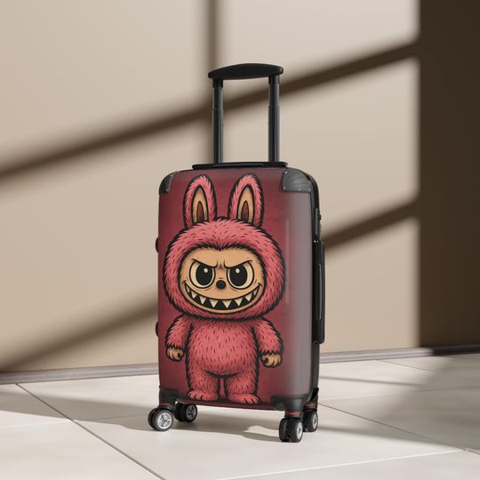 Labubu Lychee Berry Mad Suitcase Rolling Luggage, Designer Toy Aesthetic Travel Case, Cute Labubu Siutcase for Collectors & Fans