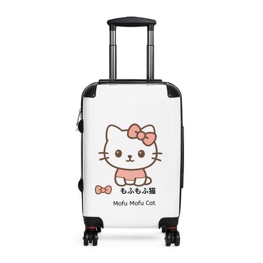 Cute Mofu Mofu Cat Suitcase - Stylish Travel Luggage, Pet Lover Gift, Kids Luggage, Anime Travel Accessories, Novelty Suitcase