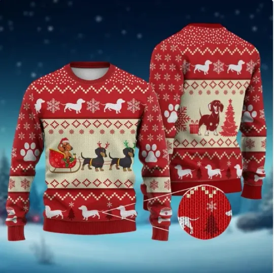 Dachshund Dog 3D SWEATER HALLOWEEN GIFT CHRISTMAS GIFT BEST PRICE OVER PRINT