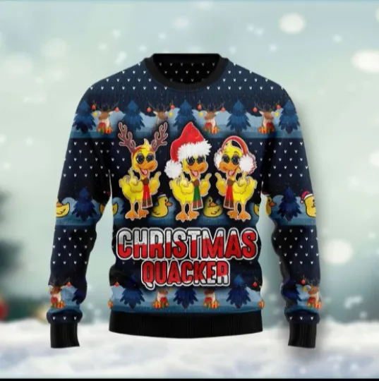 Cute Duck Quacker Ugly Christmas Sweater 3D All Over Print