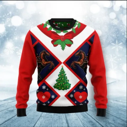 Horse Xmas Funny Ugly Christmas Sweater