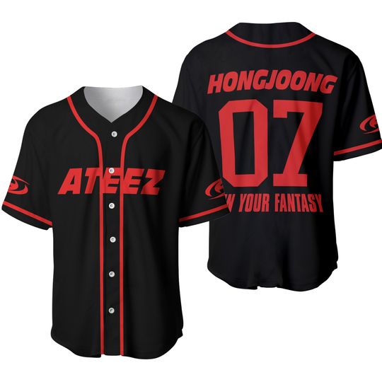 Hongjoong Ateez In Your Fantasy World Tour 2025 Kpop Baseball Jersey, Hongjoong Ateez Sports Team Baseball Jersey, Ateez World Tour Jersey