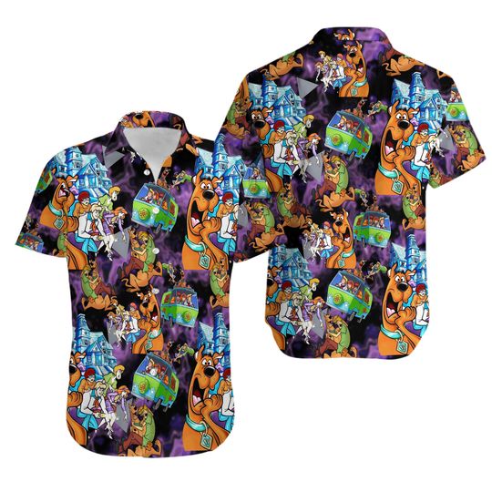 Scooby Doo Hawaiian Shirt Button Down Unisex Adults S-5XL