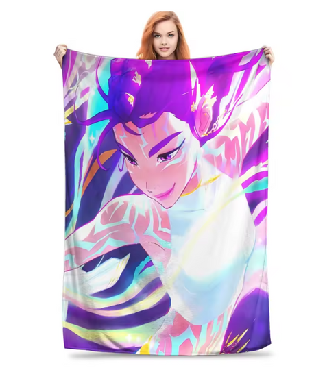 Rumi KPop Demon Hunters Fleece Blanket for Couch, Chair, or Bed