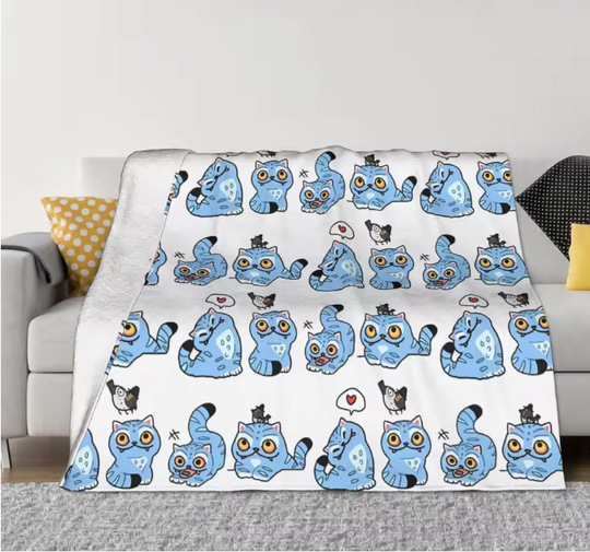 Derpy Tiger Cat Fleece Blanket for Couch, Chair, or Bed