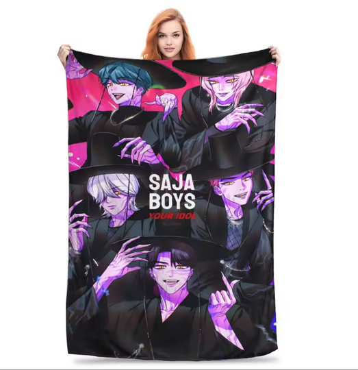 KPop Demon Hunters Fleece Blanket for Couch, Chair, or Bed, Back To School Gift For Kids