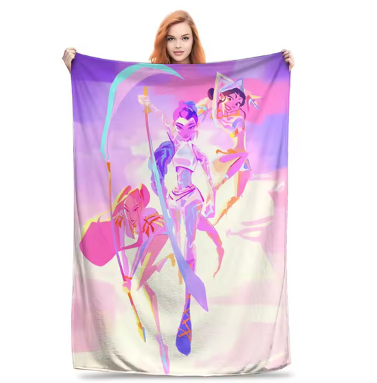 KPop Demon Hunters Fleece Blanket for Couch, Chair, or Bed, Back To School Gift For Kids